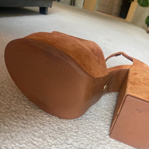 Zara Chunky Brown Suede Platform Sandals - Size 35 - Picture 6 of 6